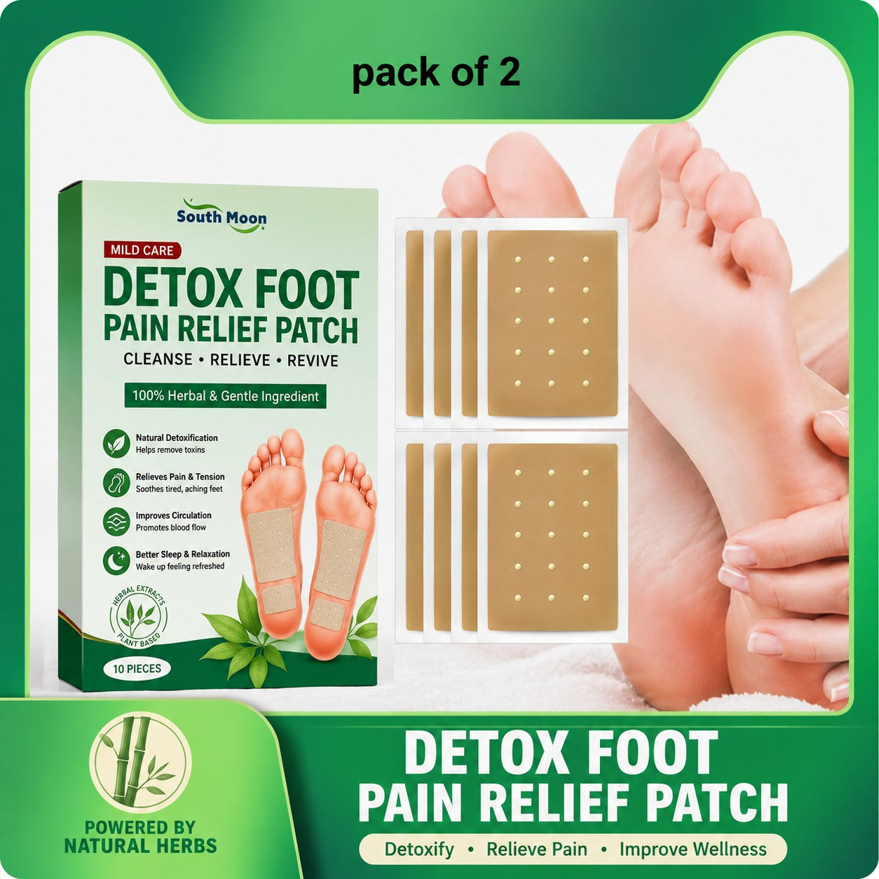 100% Herbal & Gentle Ingredient Detox Foot Pads (BUY 10 GET 10 FREE Pack of 20) (Copy)
