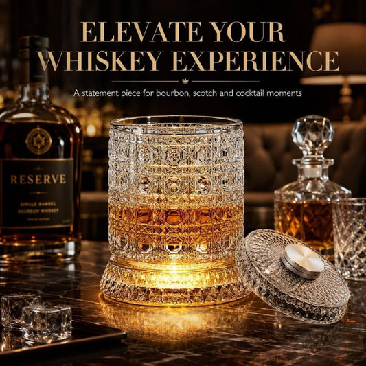 360° Rotating Whiskey Glass with LED Light Base - CL-ES-11121