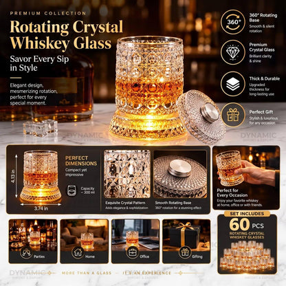 360° Rotating Whiskey Glass with LED Light Base - CL-ES-11121