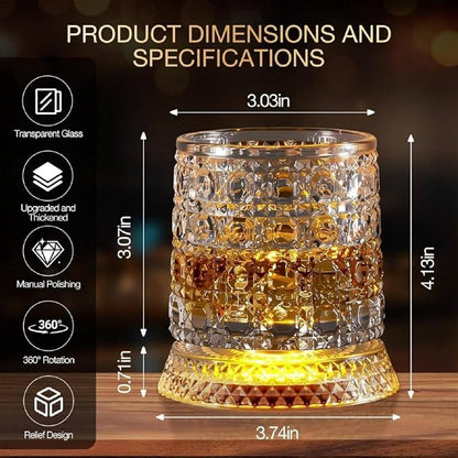 360° Rotating Whiskey Glass with LED Light Base - CL-ES-11121