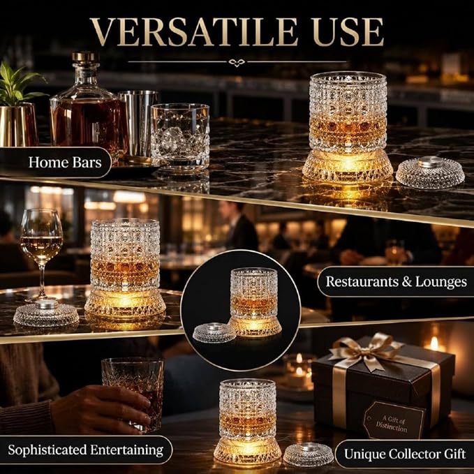 360° Rotating Whiskey Glass with LED Light Base - CL-ES-11121