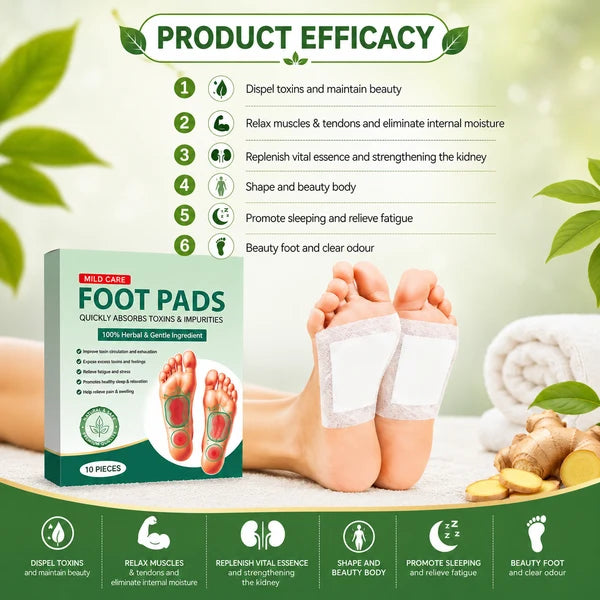 100% Herbal & Gentle Ingredient Detox Foot Pads (BUY 10 GET 10 FREE Pack of 20) (Copy)