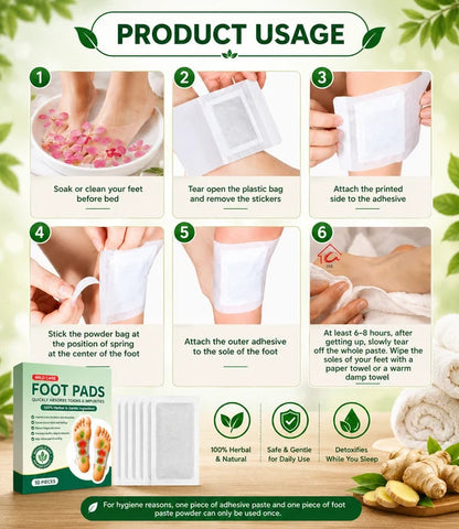 100% Herbal & Gentle Ingredient Detox Foot Pads (BUY 10 GET 10 FREE Pack of 20) (Copy)