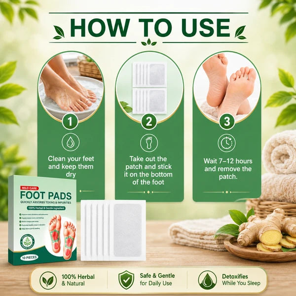 100% Herbal & Gentle Ingredient Detox Foot Pads (BUY 10 GET 10 FREE Pack of 20) (Copy)