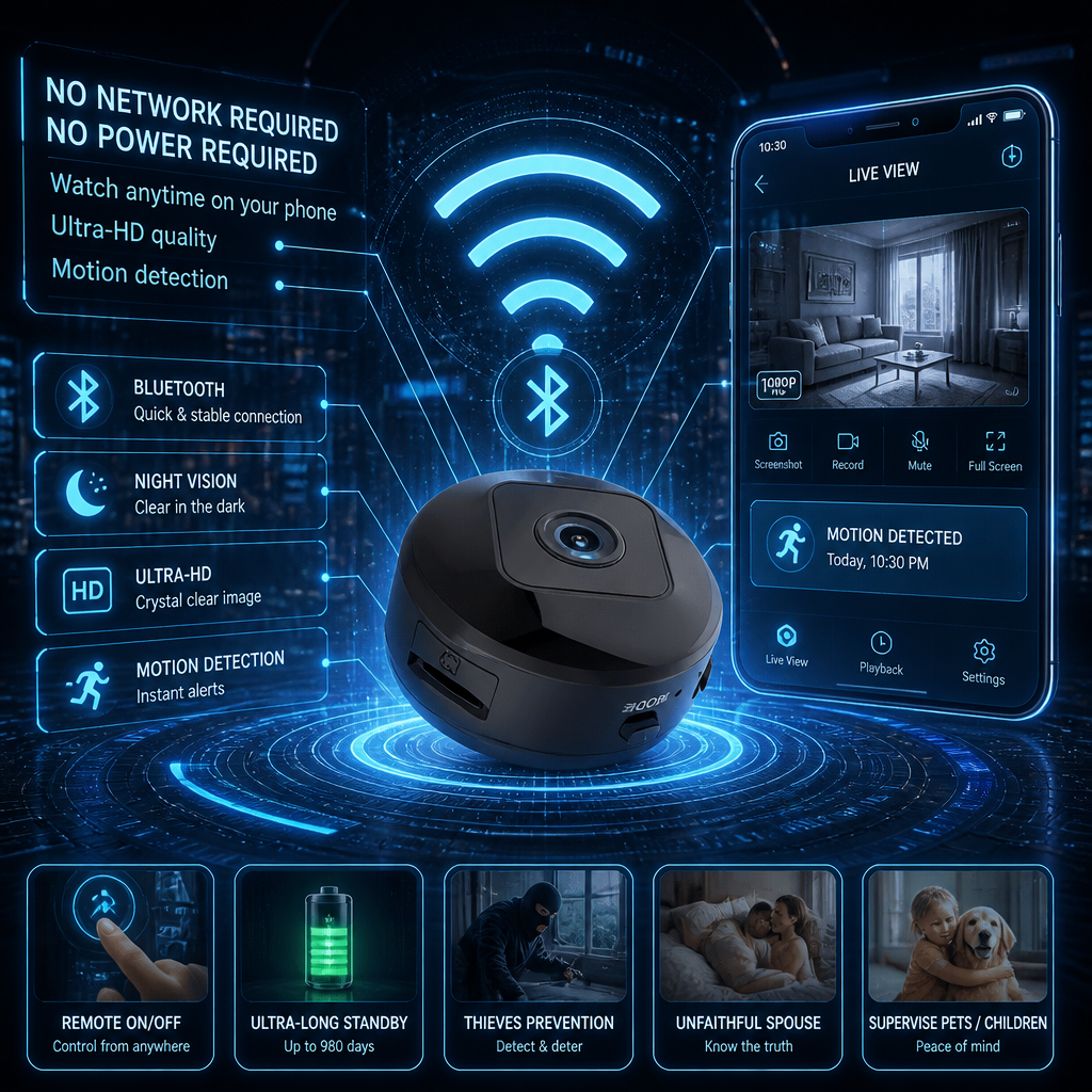 HD Mini WiFi Spy Camera – 1080P Wireless Magnetic Security Camera with Night Vision & Motion Detection